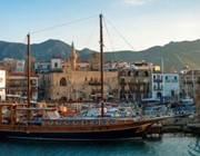 panoramic view kyrenia old harbour