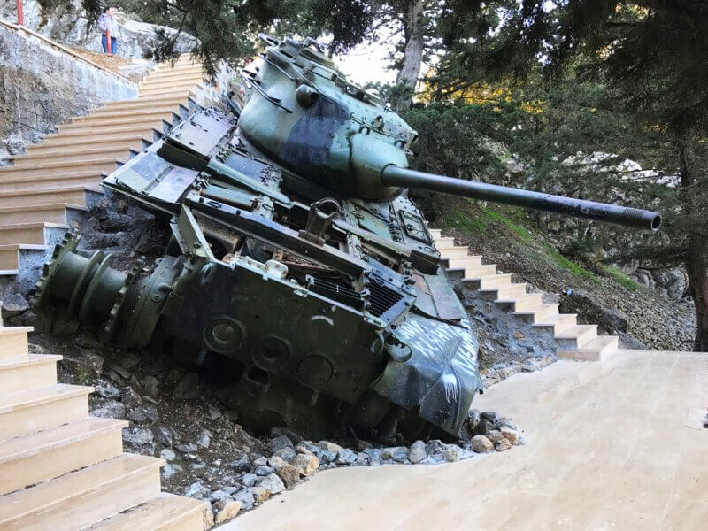 Historical tank hidden in the mountains